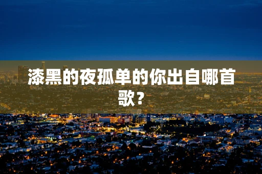 漆黑的夜孤单的你出自哪首歌？