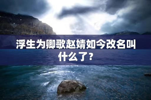 浮生为卿歌赵婧如今改名叫什么了？