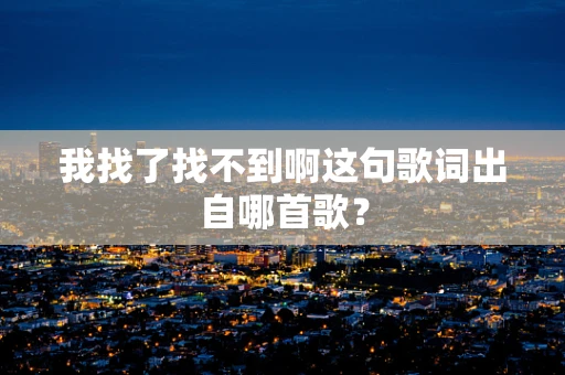 我找了找不到啊这句歌词出自哪首歌？