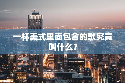 一杯美式里面包含的歌究竟叫什么？